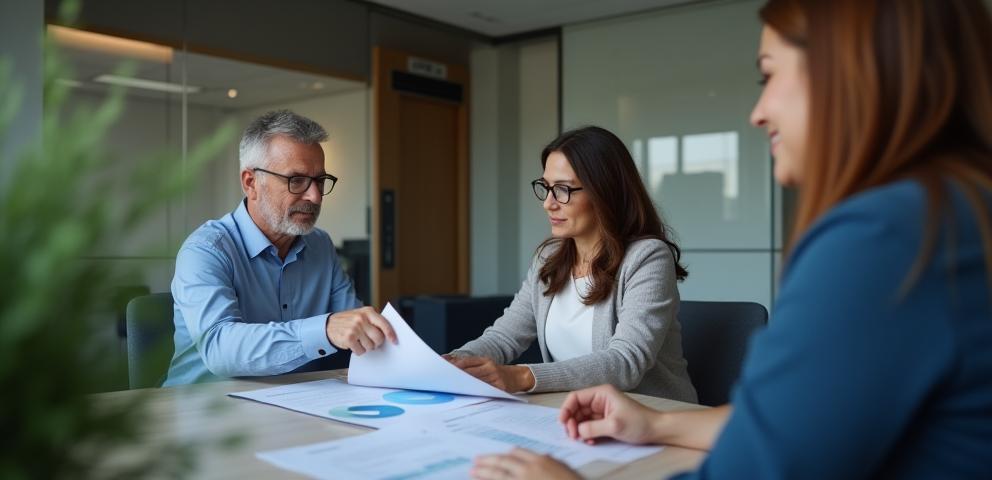Adviseur helpt klant met financieel plan